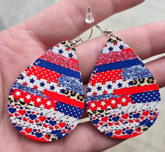 Patriotic Pattern Teardrop Earrings