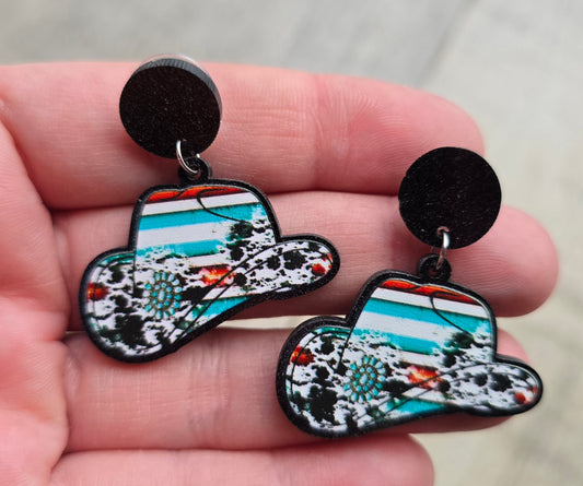 Turquoise Cowgirl Hat Earrings