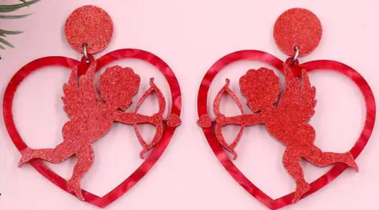 MINI PREORDER CUPID HEART ACRYLIC DANGLE EARRINGS