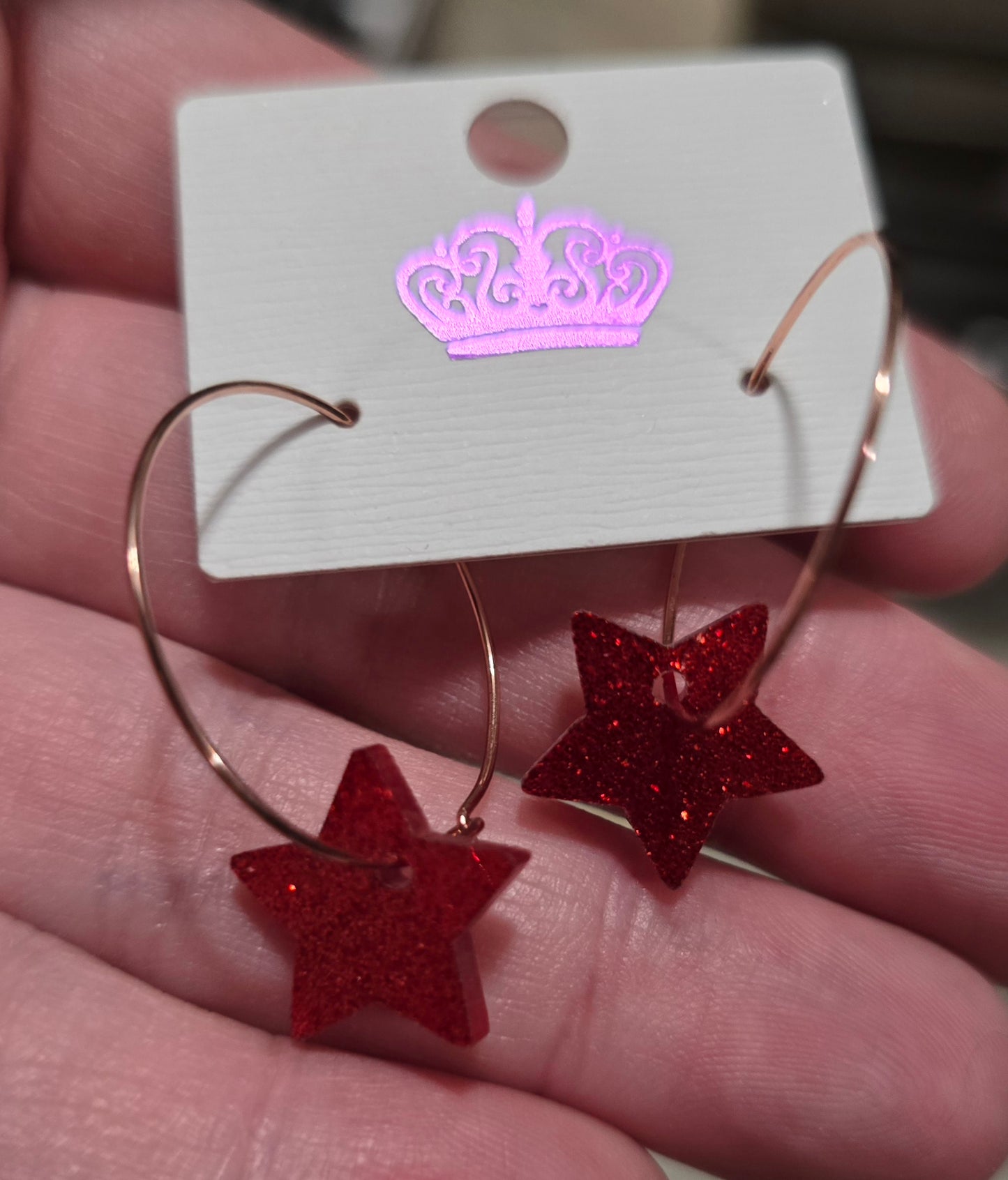 Red Star Hoop Earrings