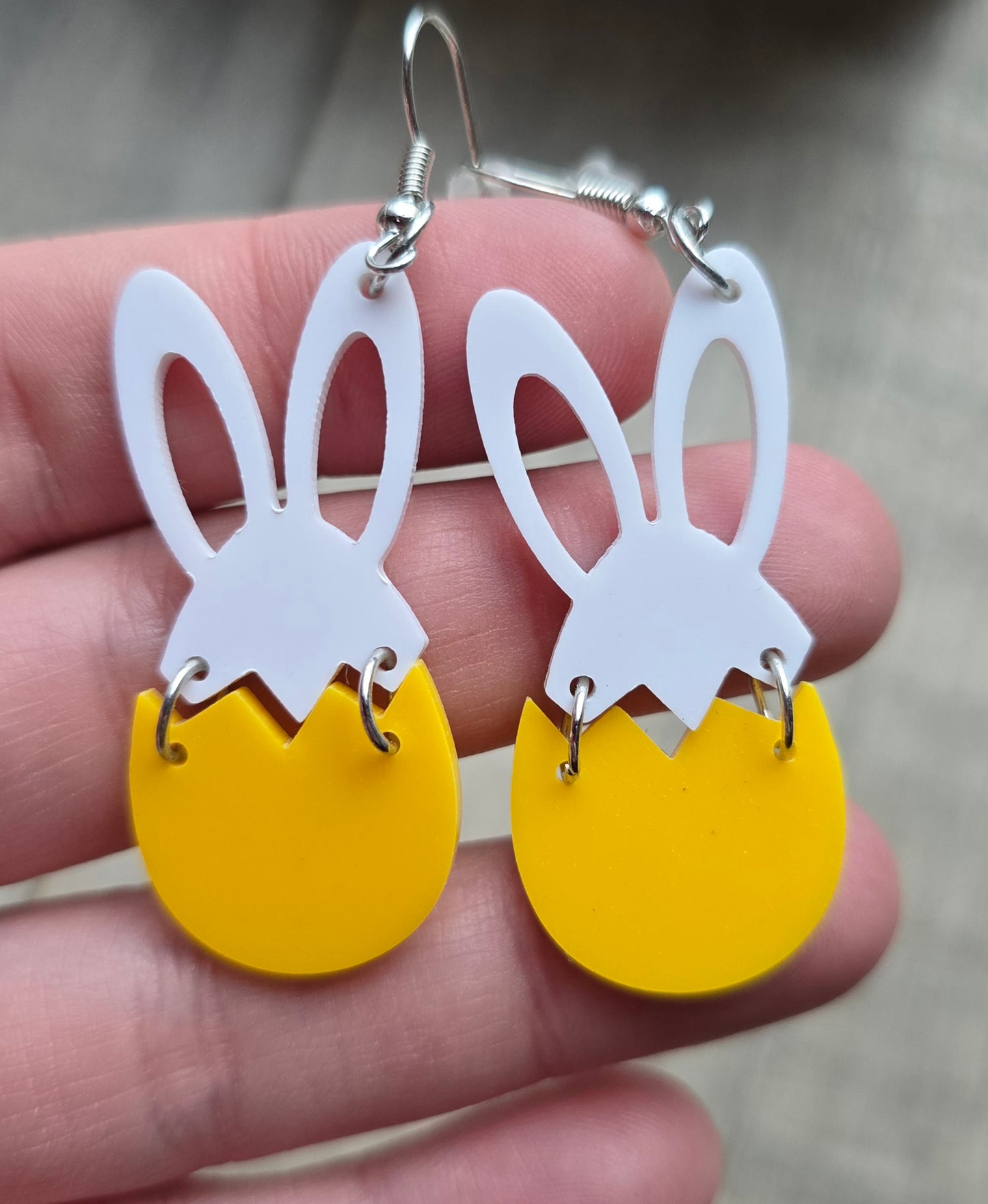 Yellow White Bunny Ears Earrings