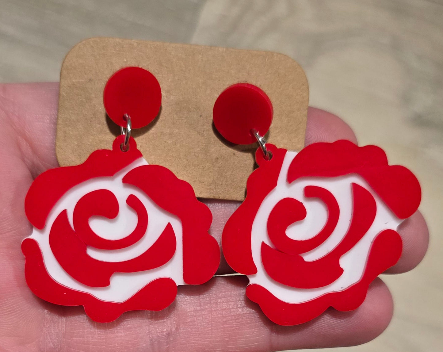 Red Rose Earrings