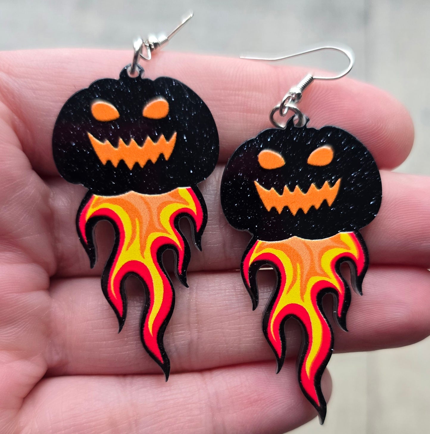 Pumpkin On Fire Earrings