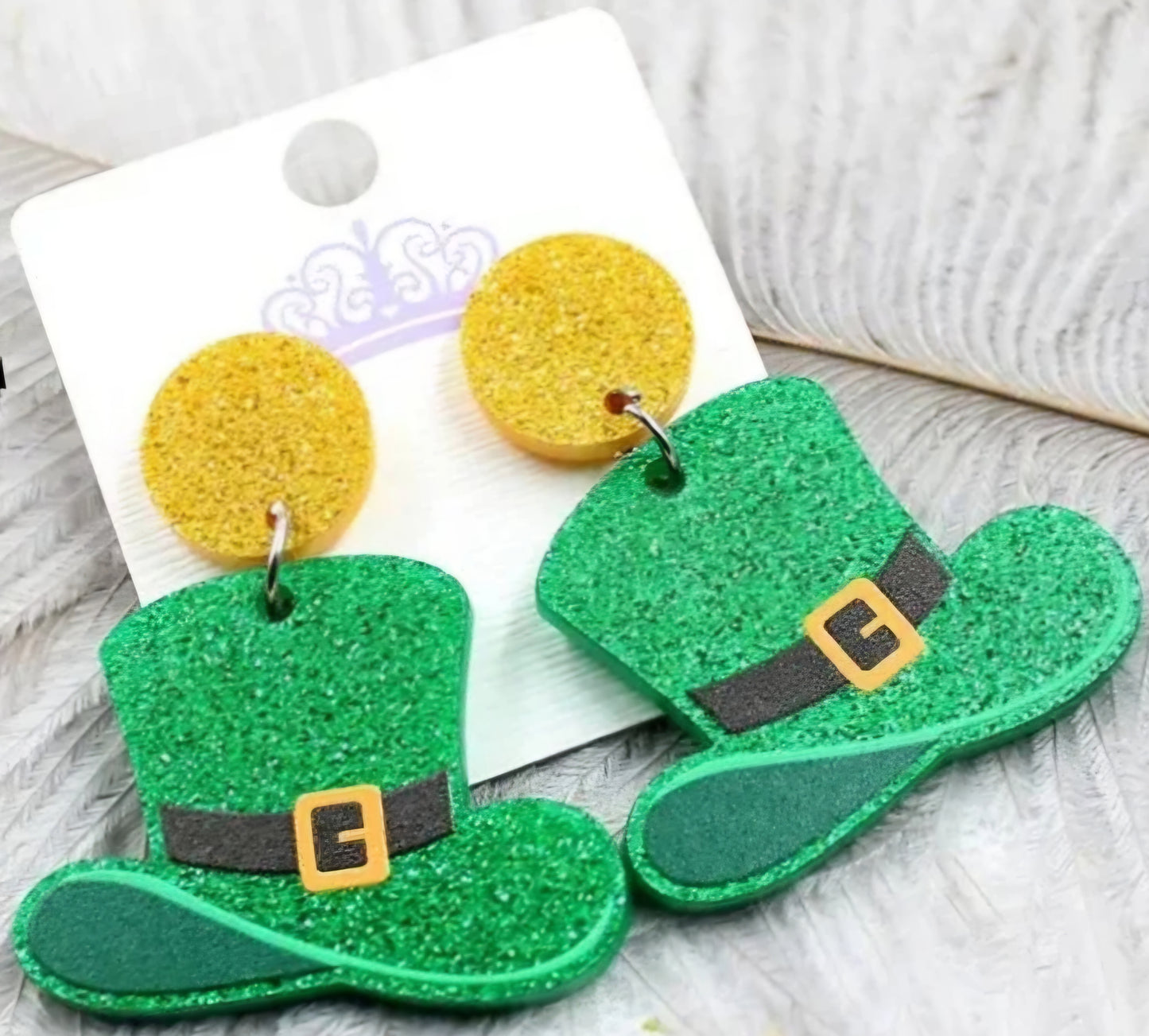 MINI PREORDER ST PATRICKS HAT ACRYLIC DANGLE EARRINGS