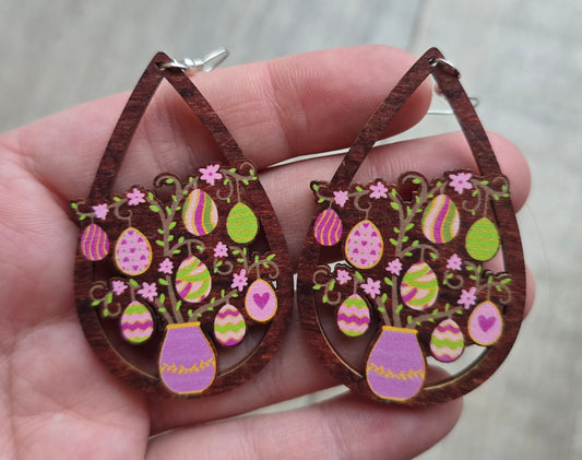 Easter Egg Vase Teardrop Earrings