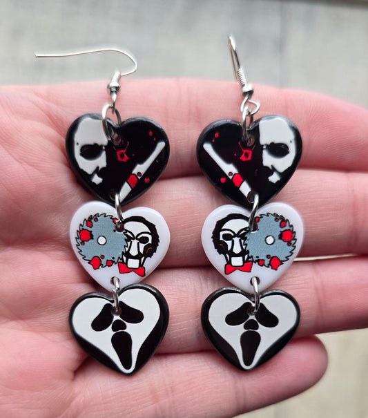 Michael Zigsaw GhostFace Heart Earrings