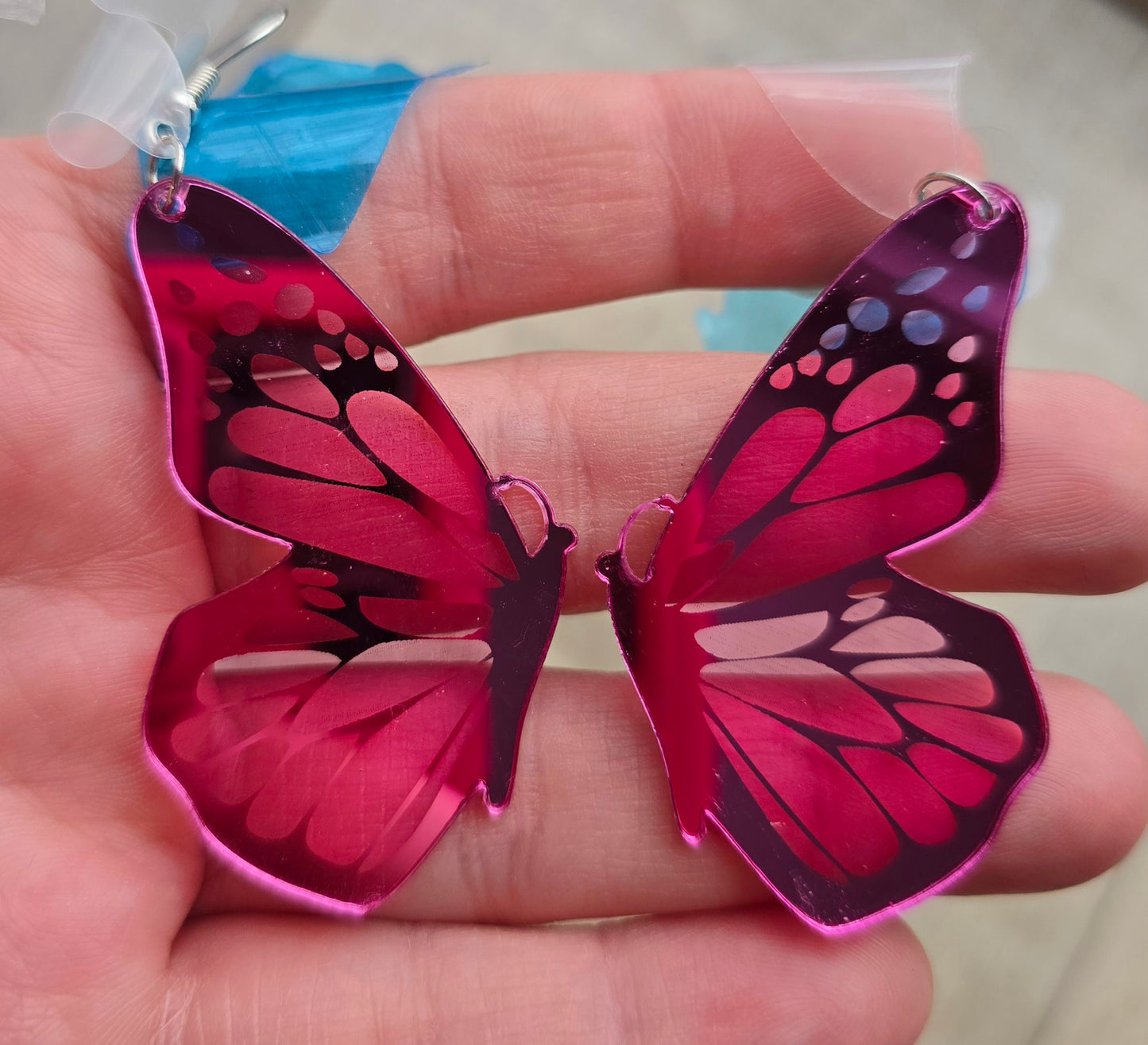 Pink Iridescent Butterfly Earrings