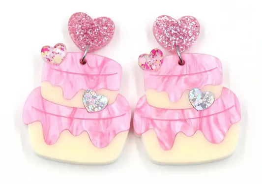 MINI PREORDER VALENTINE CAKE ACRYLIC STUD DANGLE EARRINGS