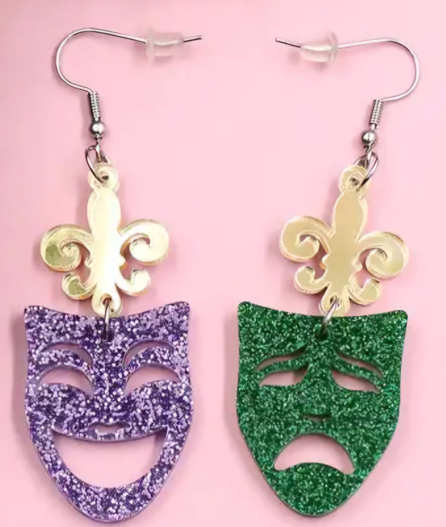 MINI PREORDER MARDI GRAS MASKS ACRYLIC DANGLE EARRINGS