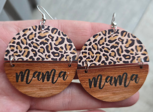 Mama Leopard Circle Earrings