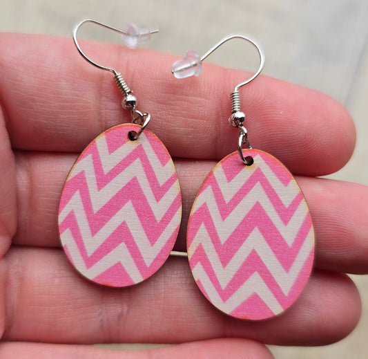 Pink Stripe Egg Earrings