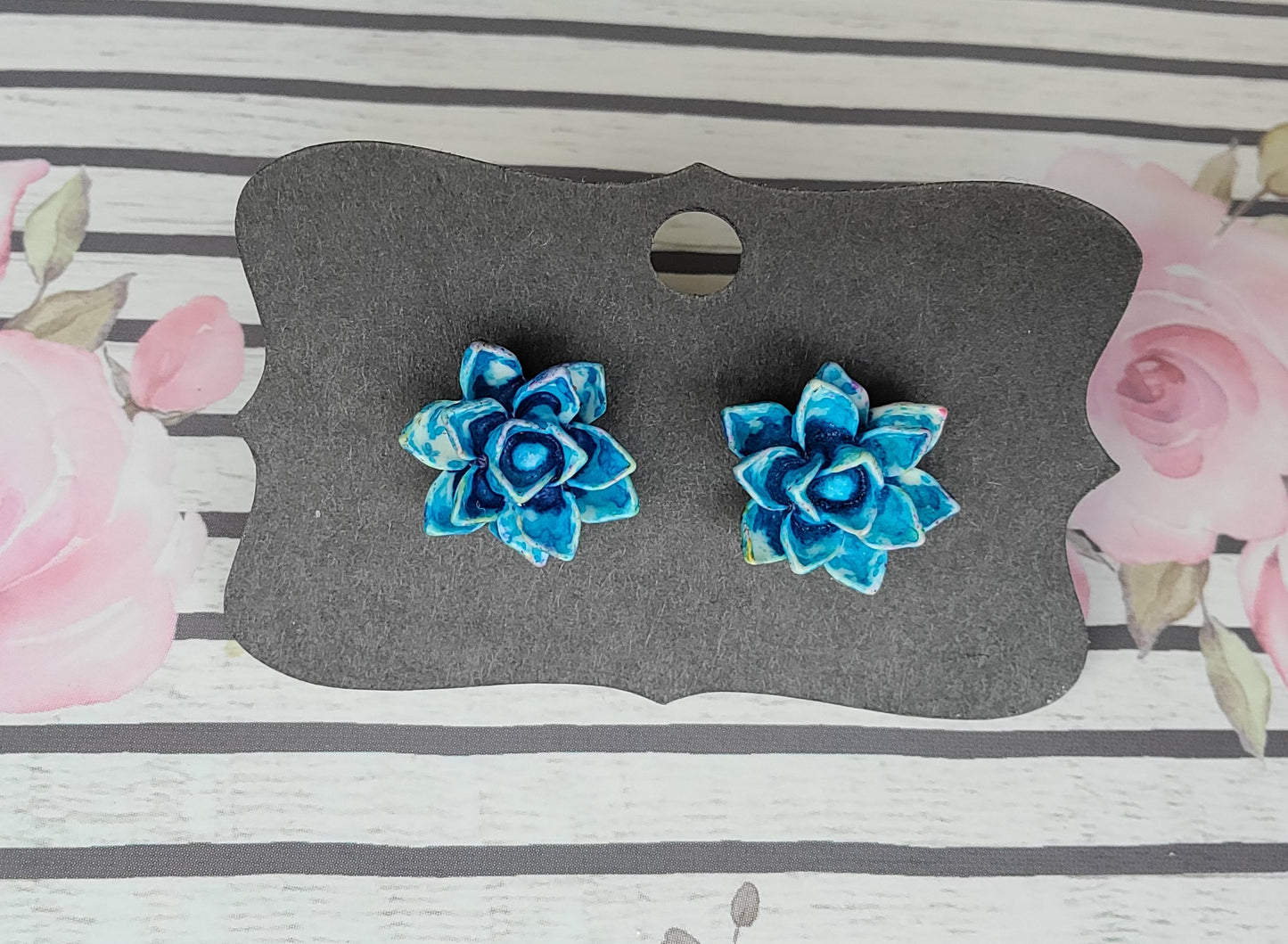 14 MM Tie Dye Succulent Earrings