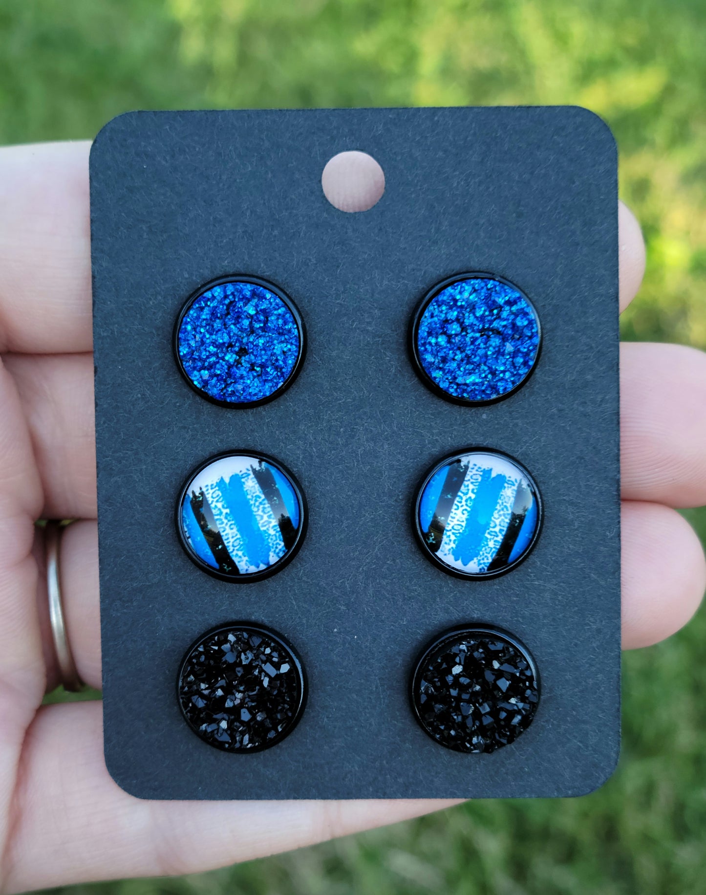 Blue Cheetah Earring Set- Brushstroke Collection