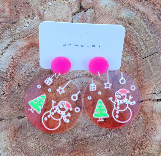 OH CHRISTMAS TREE Painted Acrylic Earrings