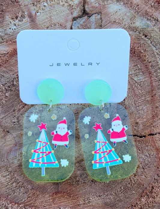 SANTA CLAUS IS COMING TO TOWN Painted Acrylic Earrings