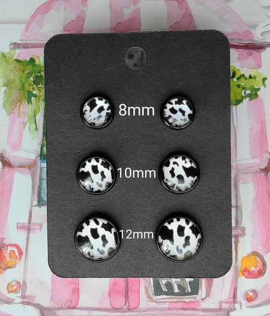 COW Black Bezel Cabachon Earrings