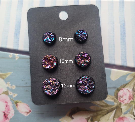 AURORA Black Bezel Druzy Earrings