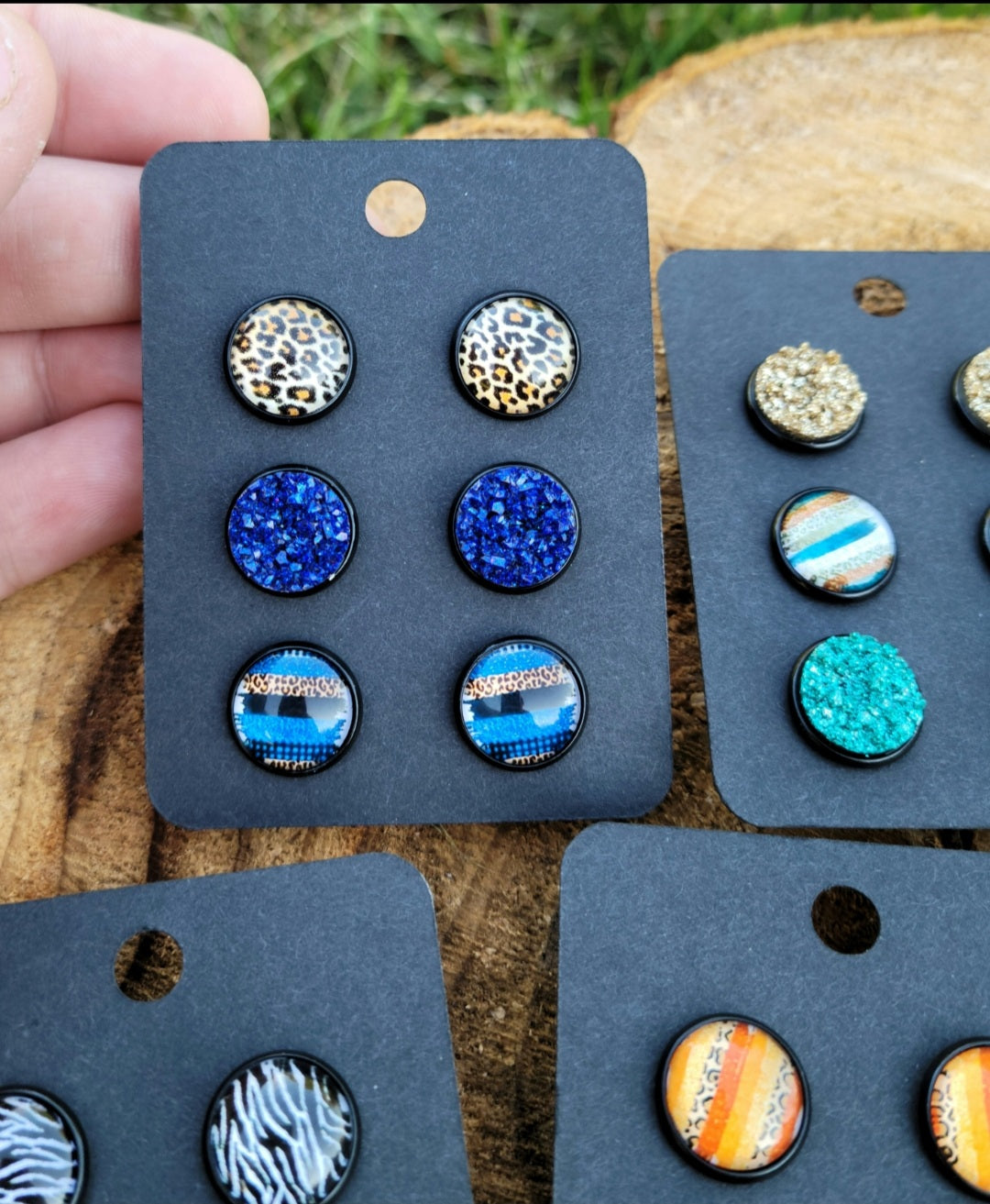 Black & Blue Cheetah Earring Set- Brushstroke Collection