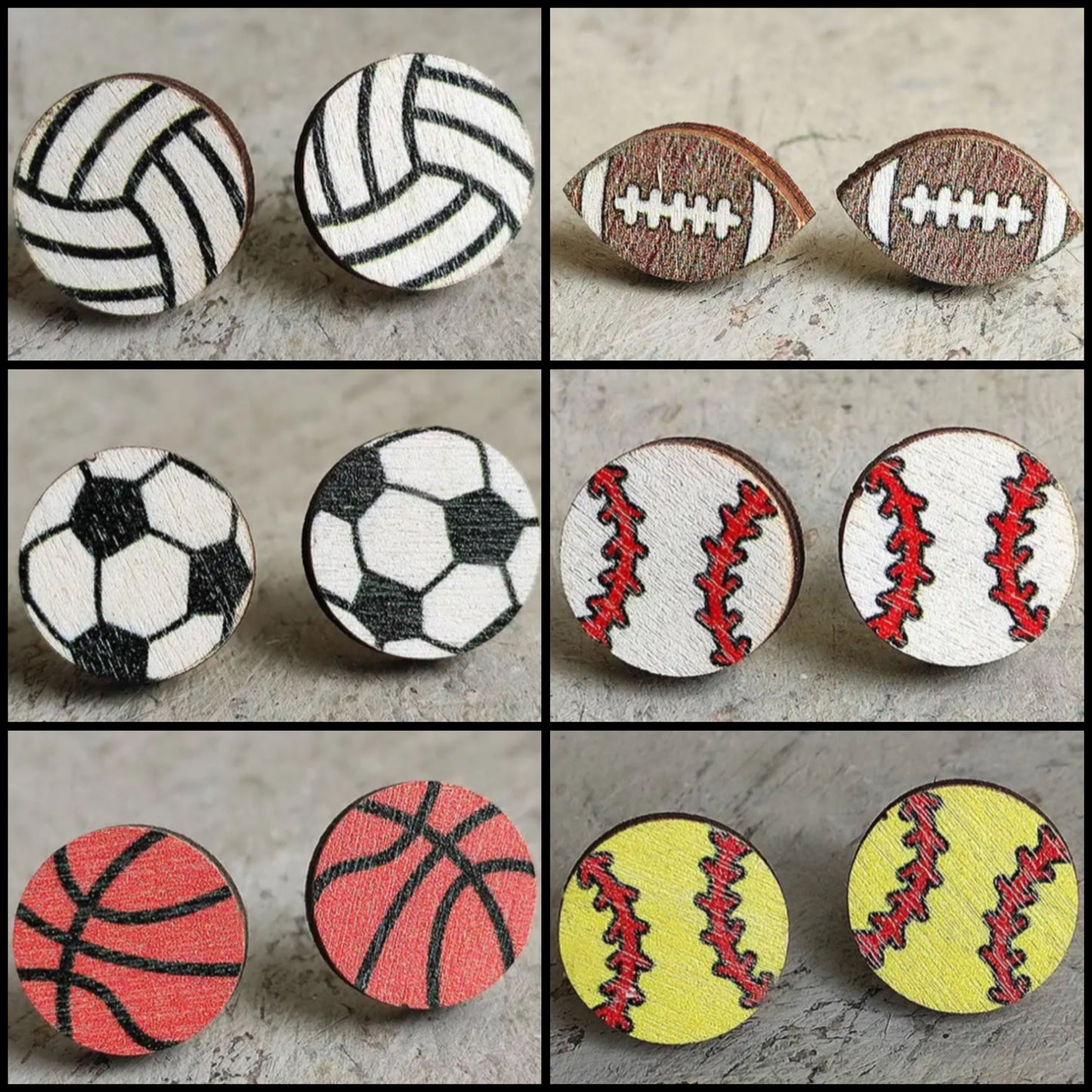 Sports Wooden Earrings