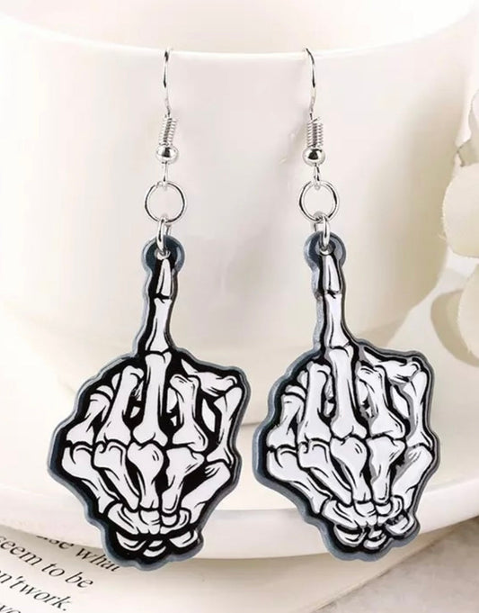 PREORDER HALLOWEEN ROUND TWO Middle Finger Acrylic Earrings