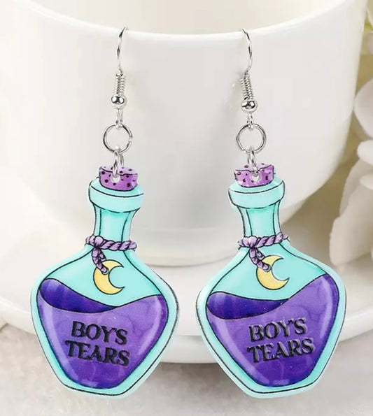 PREORDER HALLOWEEN ROUND TWO Boy Tears Acrylic Earrings