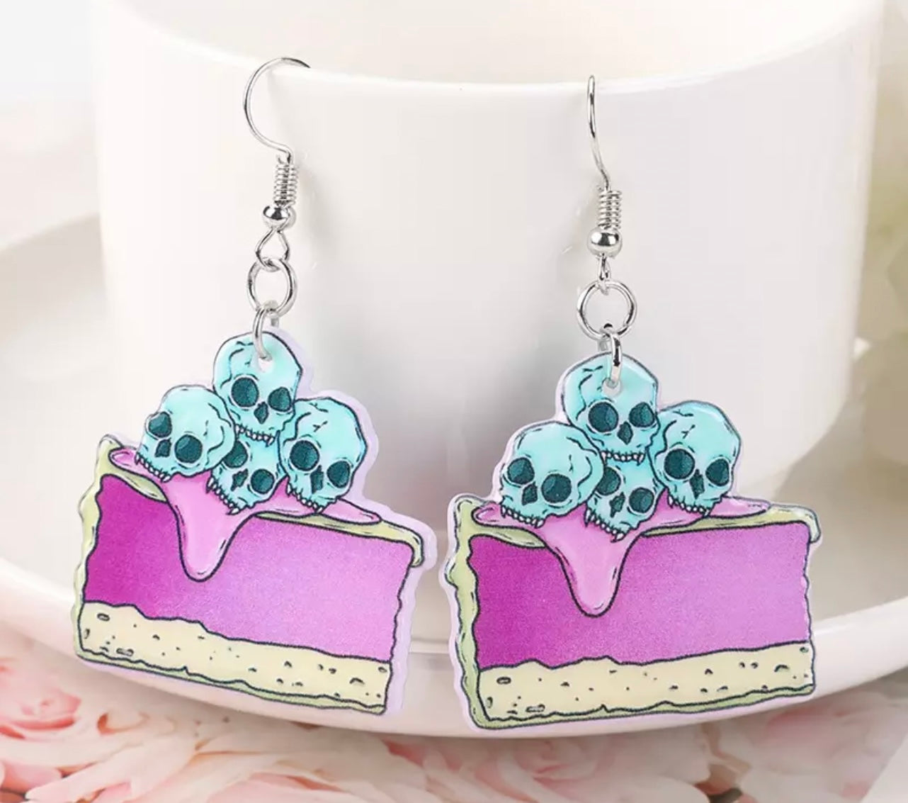 Skull Cheesecake Acrylic Earrings