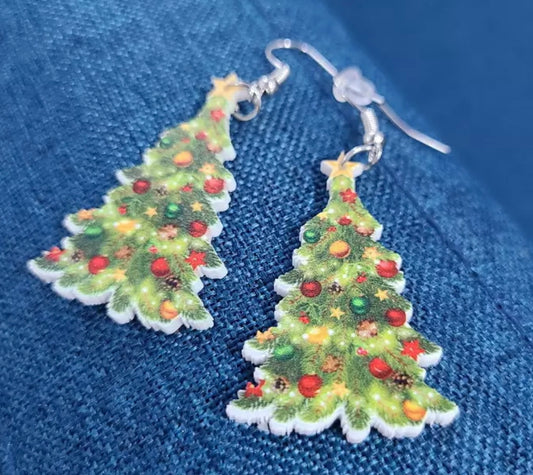 Realistic Christmas Tree Acrylic Earrings