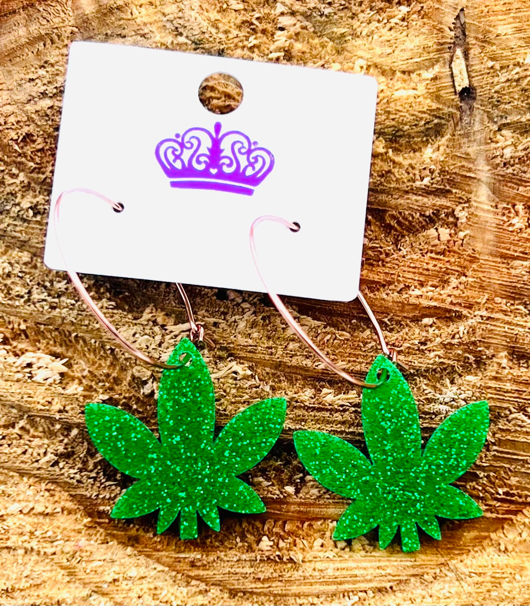 420 Hemp Leaf Acrylic Earrings