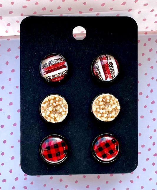 Autumn Buffalo Plaid Earring Set- Brushstroke Collection