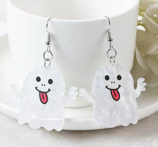 PREORDER HALLOWEEN ROUND TWO The Friendly Ghost Acrylic Earrings