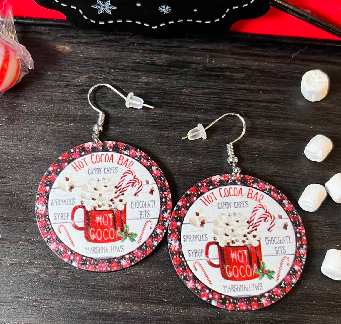 Exclusive Hot Cocoa Bar Circle Acrylic Earrings