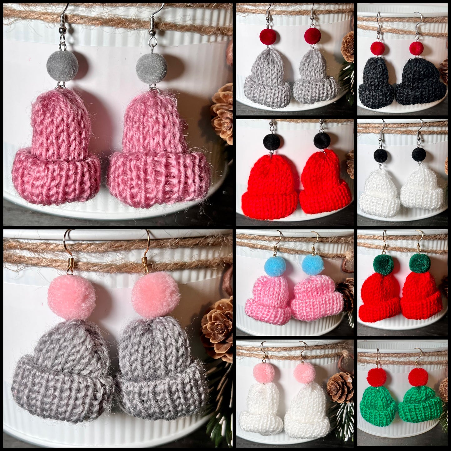 Random Wool Hat Earrings