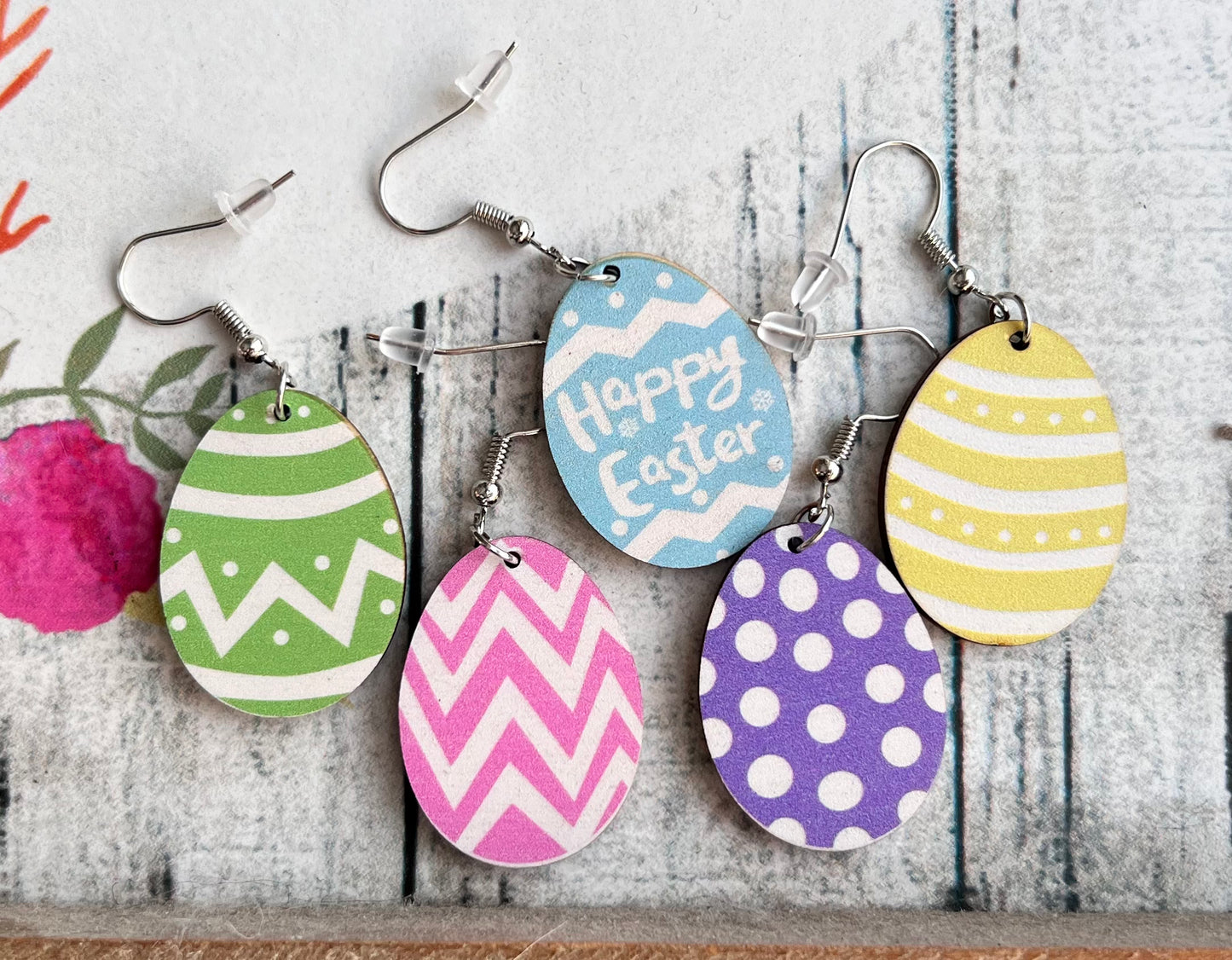 Easter Egg Wooden Earrings