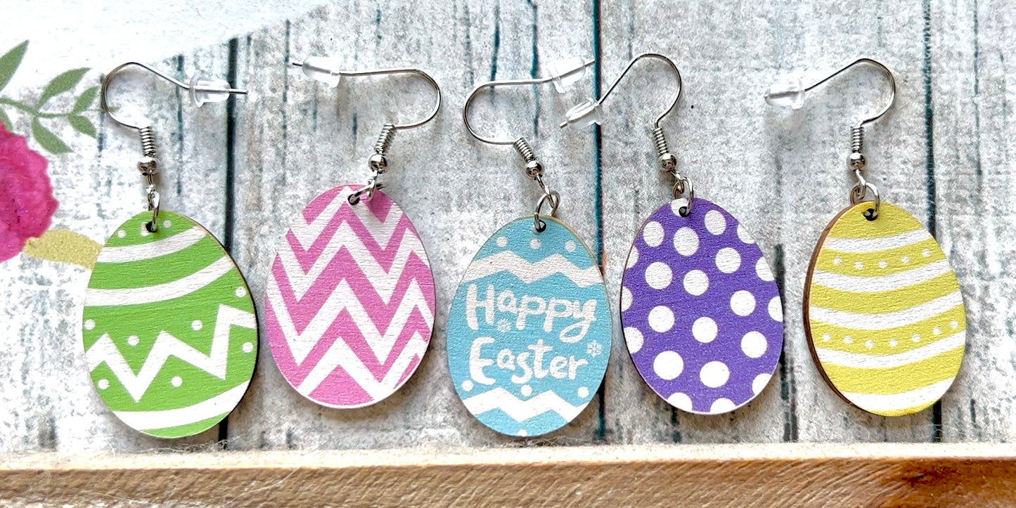 Easter Egg Wooden Earrings