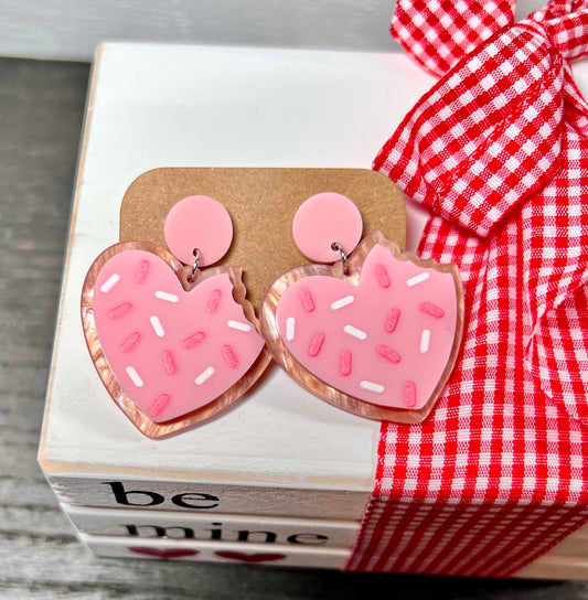 PREORDER VALENTINES DAY ROUND ONE Valentine Sprinkle Cookie Acrylic Earrings