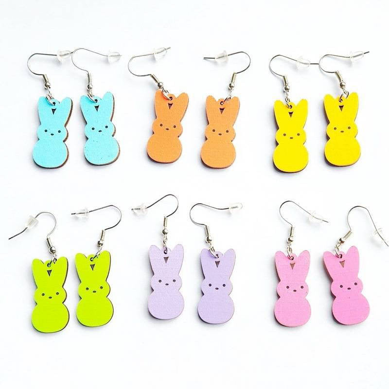 Easter Bunny Wooden Earrings