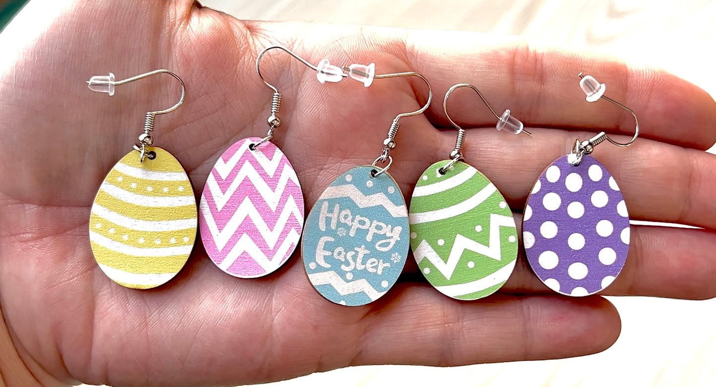 Easter Egg Wooden Earrings