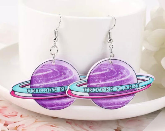 Unicorn Planet Acrylic Earrings