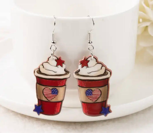 USA Coffee Acrylic Earrings