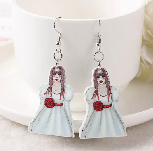 Creepy Clown Girl Acrylic Earrings