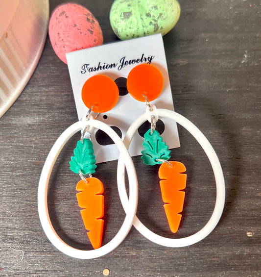 Oval Carrot Acrylic Earrings