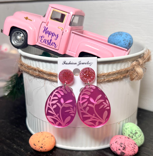 Rose Gold Easter Egg Acrylic Earrings